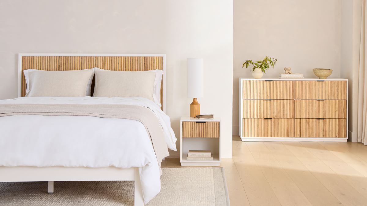 West elm wood headboard discount
