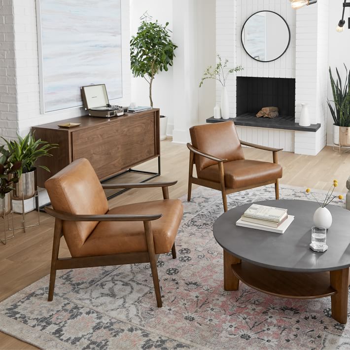 West elm brown leather chair hotsell