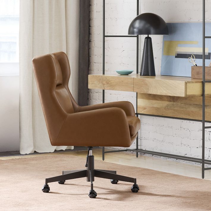 Ryder Leather Swivel Office Chair West Elm