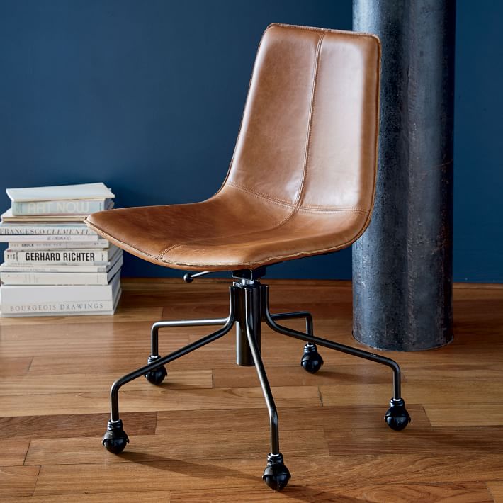 Leather office chair west elm discount