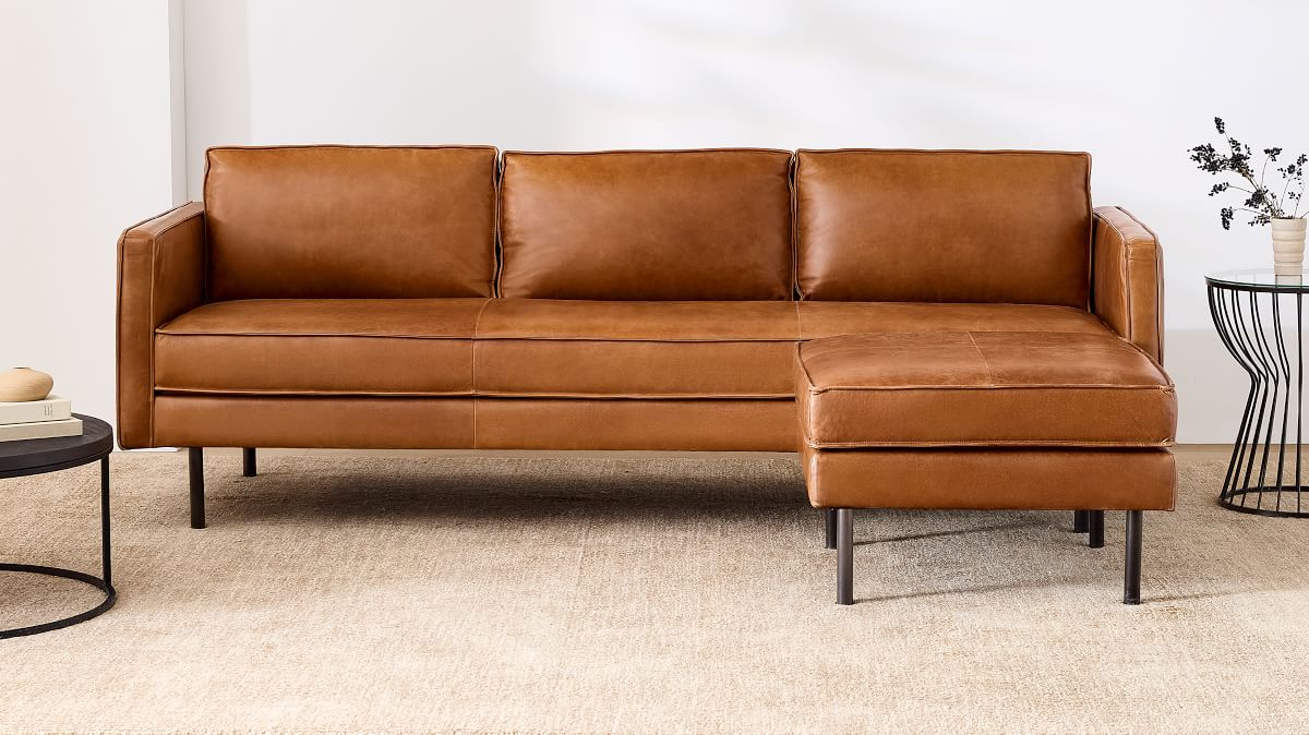 Axel Leather 2 Piece Reversible Sectional 89 West Elm