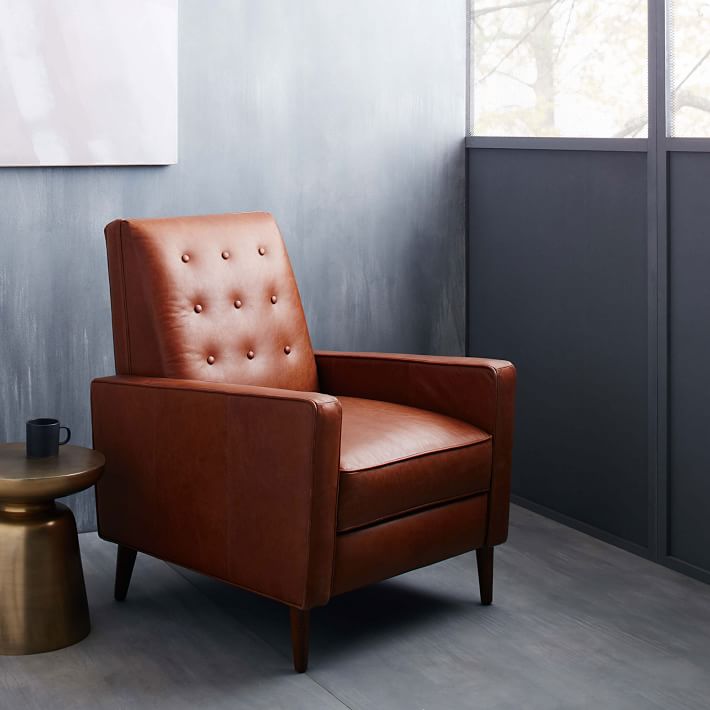 Rhys Mid Century Leather Recliner West Elm