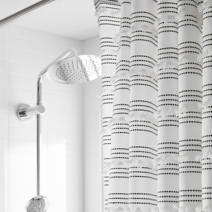 Organic Stripe Stitch Candlewick Shower Curtain