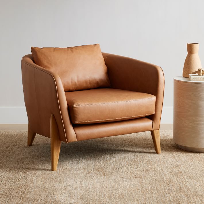 West elm leather armchair discount
