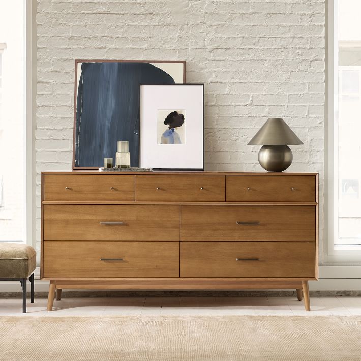 Mid century modern 7 drawer dresser discount