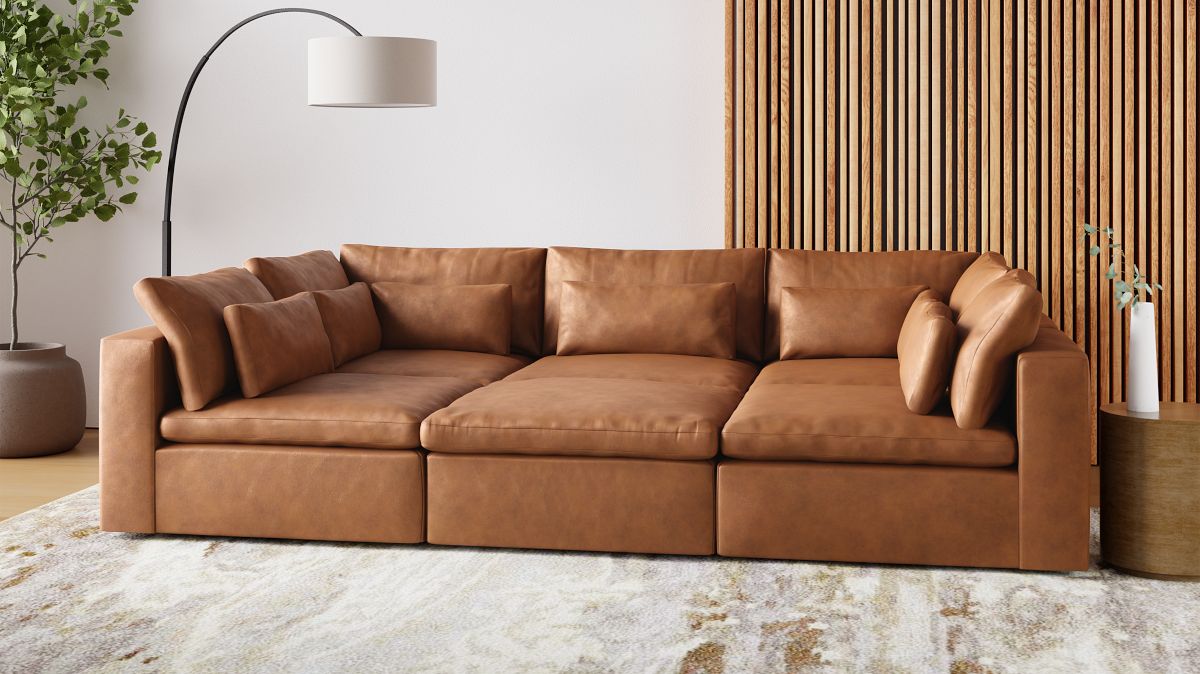Harmony Modular Leather 6 Piece Pit Sectional West Elm