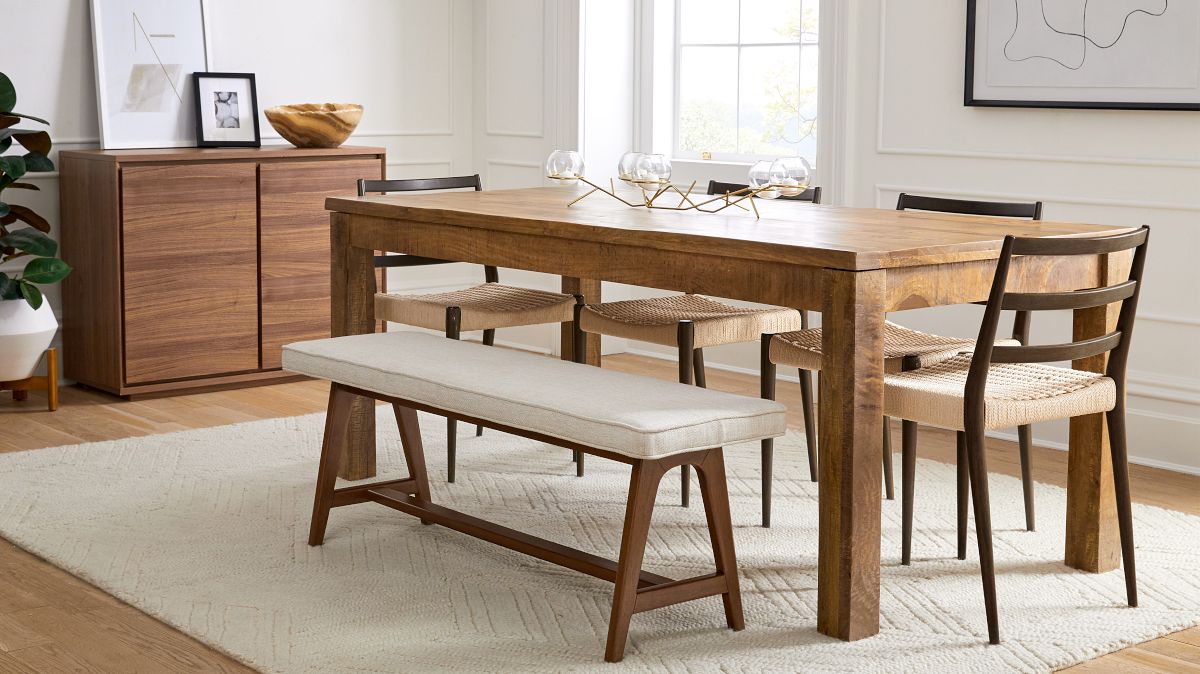 West elm dining table bench discount