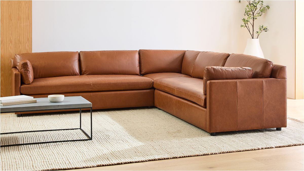 Brown leather couch l shape hotsell