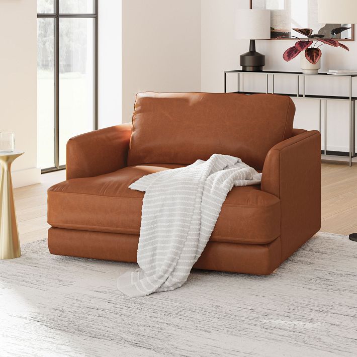Haven Leather Chair and a Half Modern Living Room Comfort West Elm
