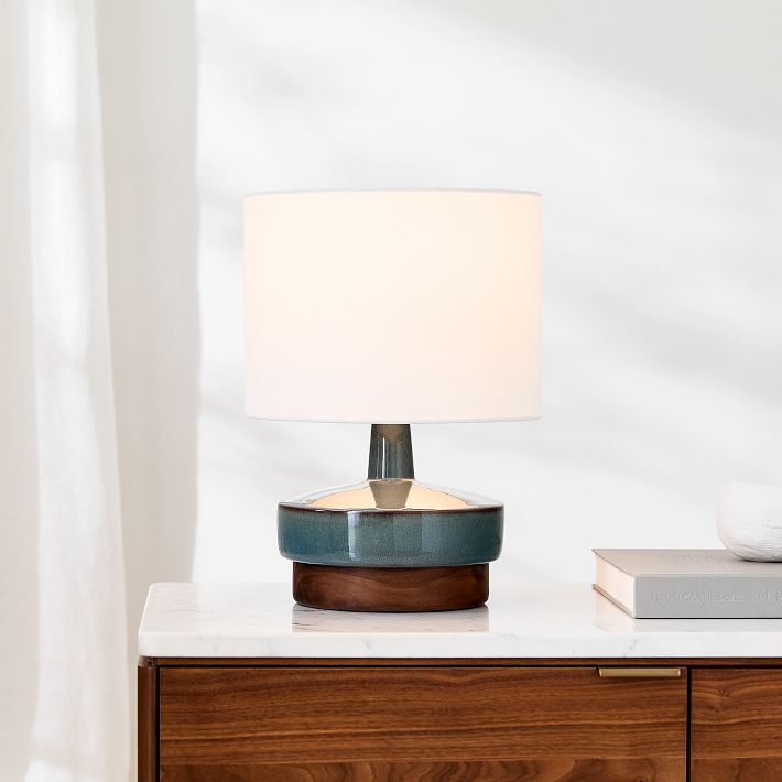 Wood & Ceramic Table Lamp (17")
