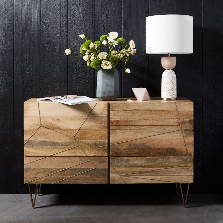 Roar & Rabbit Brass Geo Inlay 6-Drawer Dresser | West Elm