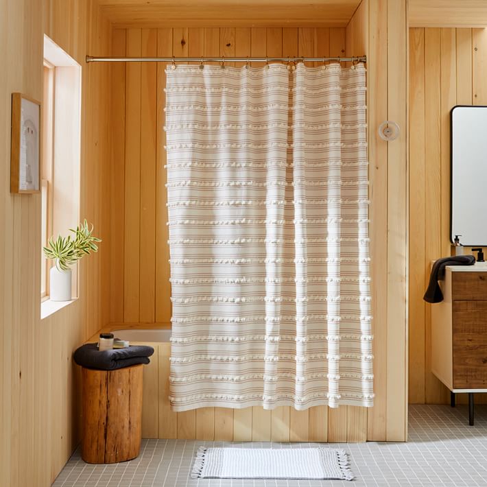 Organic Stripe Stitch Candlewick Shower Curtain