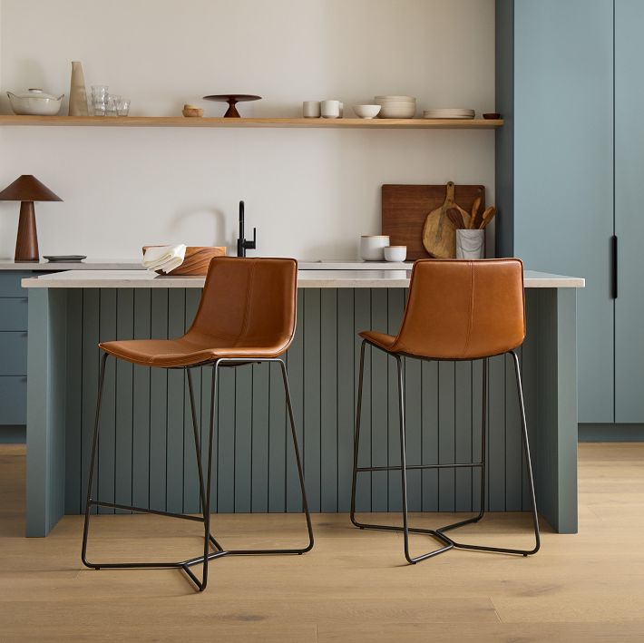 Kitchen West Elm Leather Bar Stools Mid-Century Leather Swivel