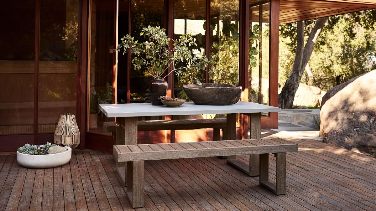 Portside Outdoor Concrete Dining Table Durable Stylish West Elm