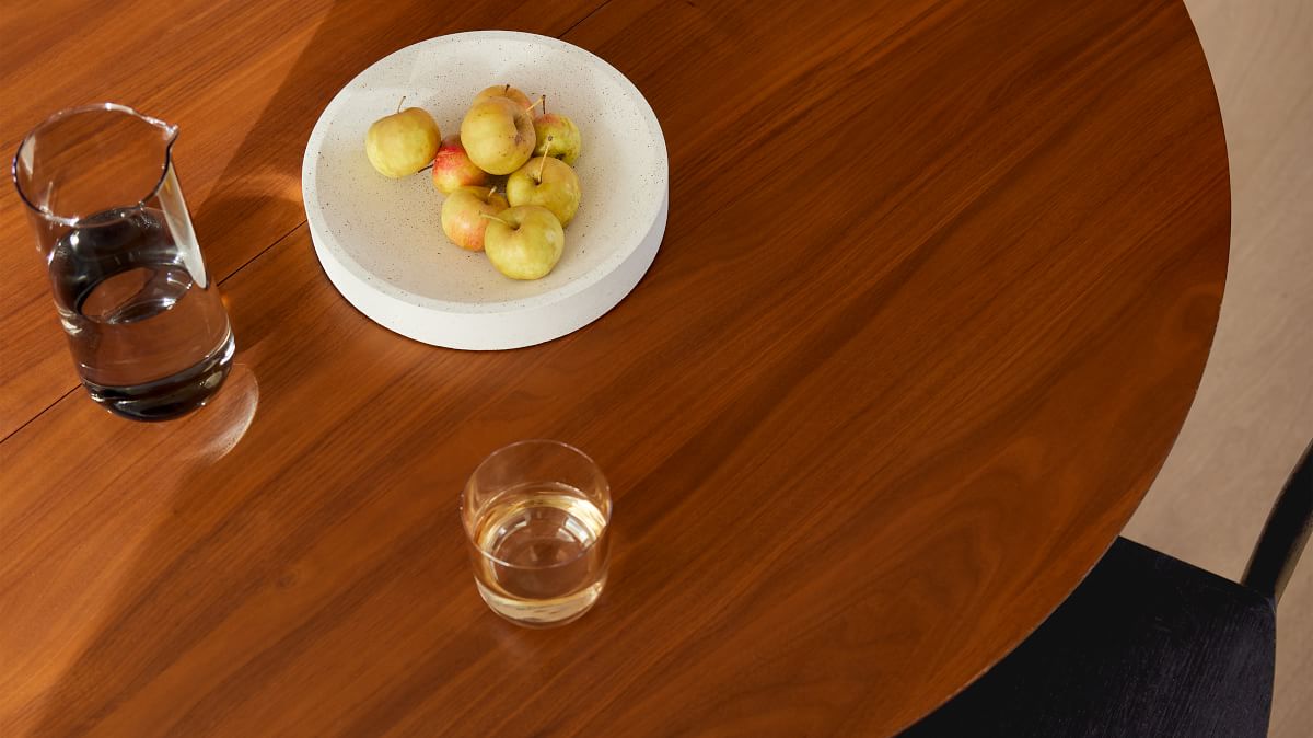 Mid-Century Rounded Expandable Dining Table (42"–80")