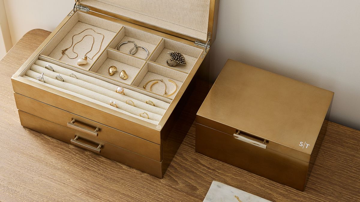 Mid-Century Champagne Lacquer Jewelry Boxes | West Elm display picture 1