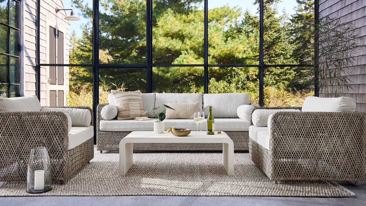 Coastal Wicker Outdoor Sofa (76