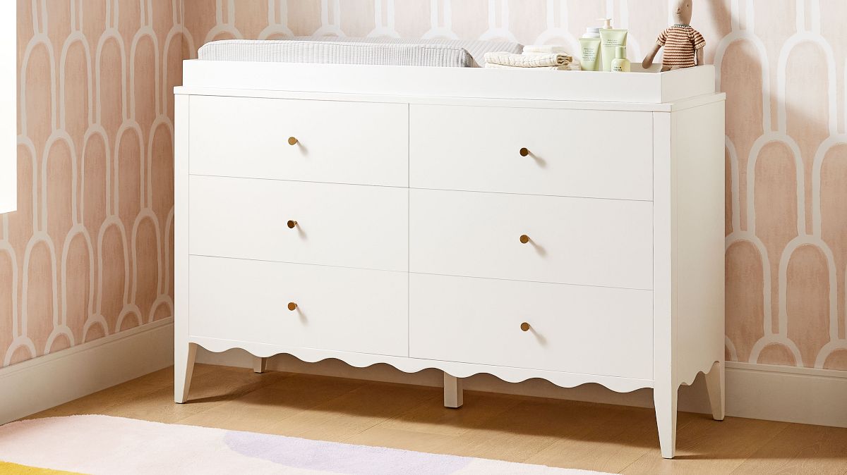 Daisy Wide Dresser with Removable Topper, Wood, Blonde, 55"W, West Elm