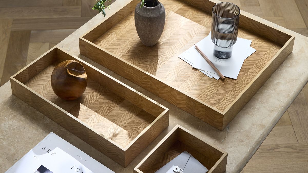 Georgia Graphic Wood Trays Natural Oak | West Elm