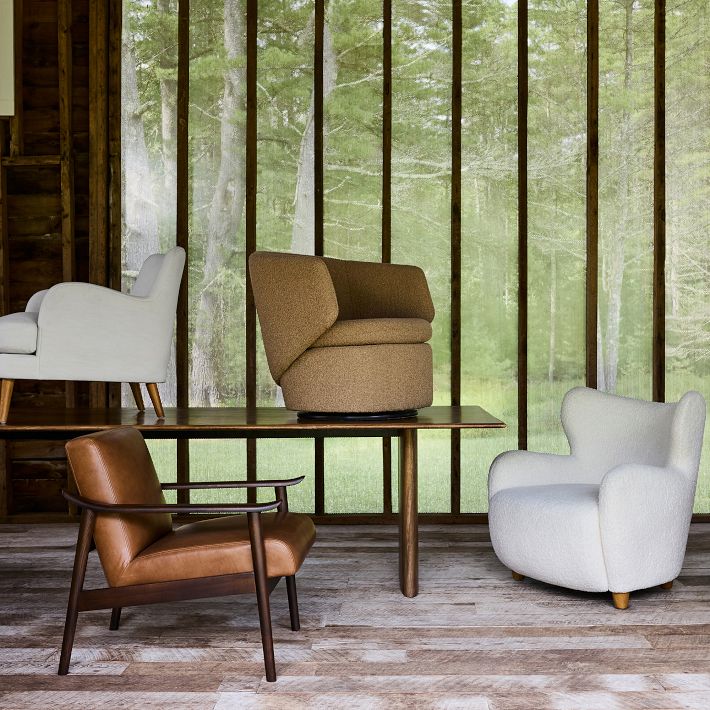 Mid-Century Leather Show Wood Chair | West Elm