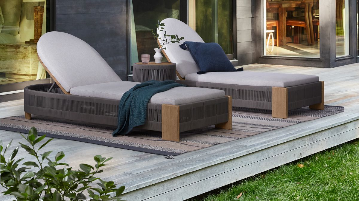 Porto Outdoor Chaise Lounge, Mahogany | West Elm