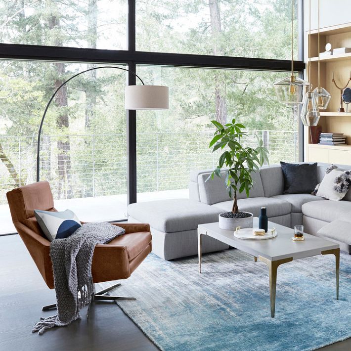 Austin Leather Swivel Armchair | West Elm