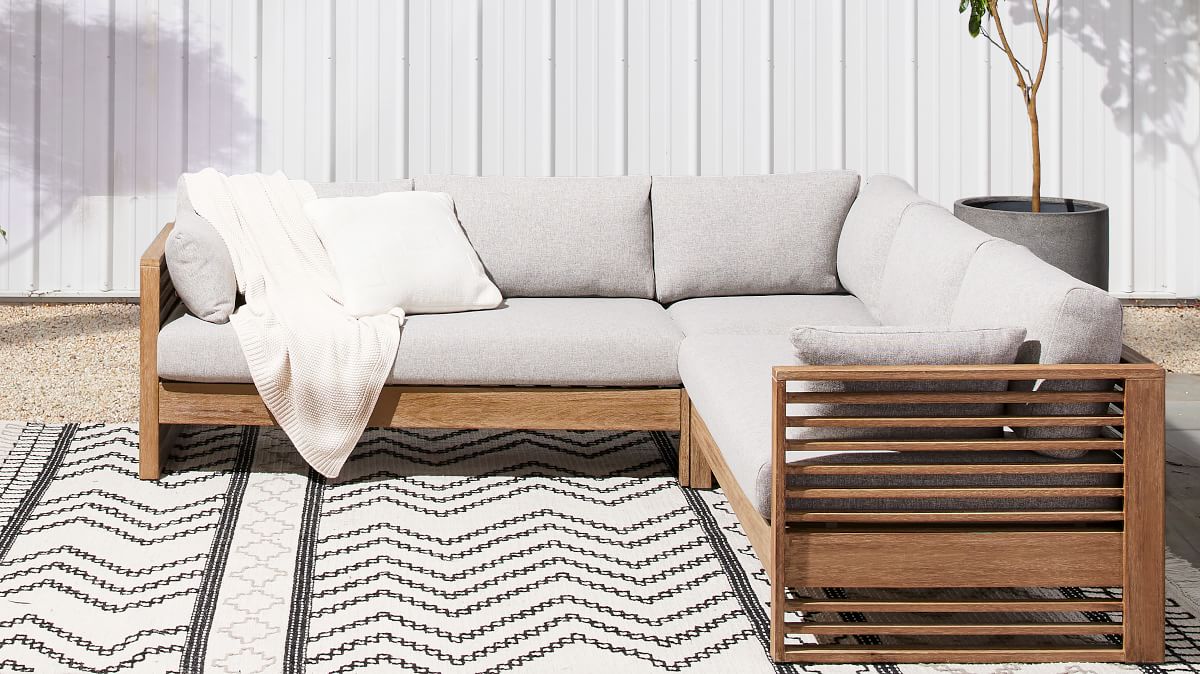 Santa Fe Slatted Outdoor 3-Piece L-Shaped Sectional (93