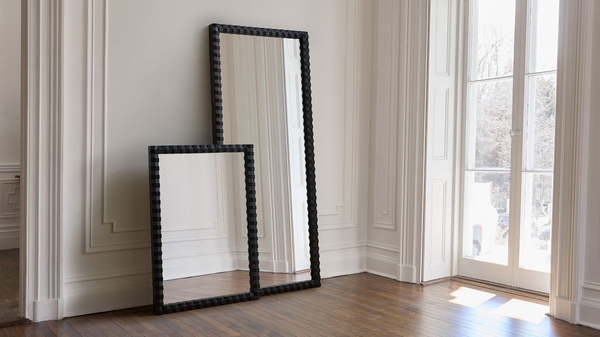 Cantilever Textured Wood Wall Mirror | West Elm