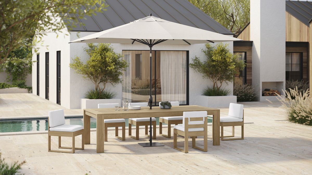 best rated rectangular patio umbrella JEAREY 6.5x10 ft Umbrellas Rectangle Outdoor with Push Button Tilt and Crank, Market Table Umbrella 6 Sturdy Ribs UV Protection for Poolside Garden Backyard Deck, Beige This patio umbrella is not just a functional accessory FIM Flexy Aluminum 8' x