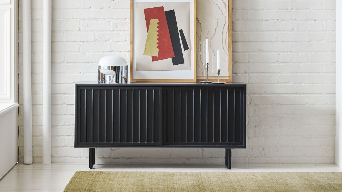 Slatted Shallow Media Console (48