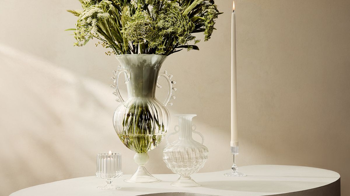 Solei Footed Vases Clear Glass 8.25
