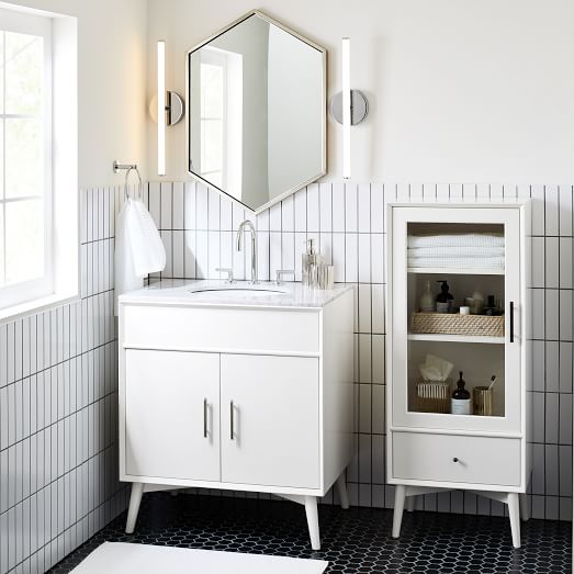 Mid Century Single Bathroom Vanity White