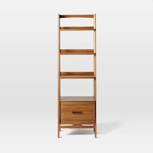 Mid Century 22 Bookshelf W Drawer Acorn