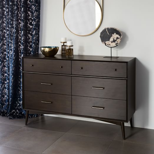 Mid Century 6 Drawer Dresser Dark Mineral Mid Century 6 Drawer Dresser Dark Mineral