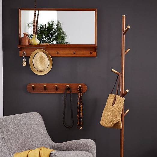 Mid Century Entryway Mirror Pecan