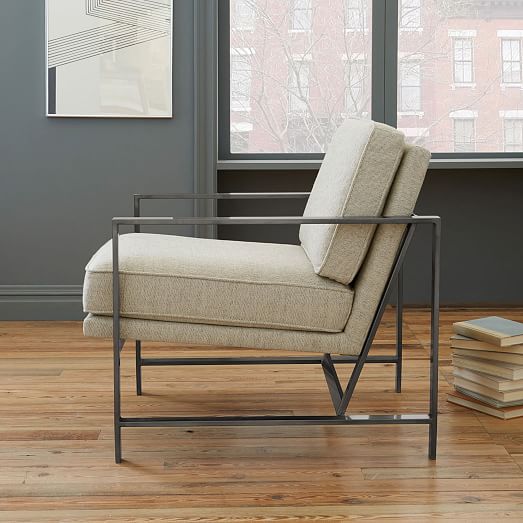 Metal Frame Upholstered Chair - West Elm Metal Frame Leather Chair Metal Frame Upholstered Chair - West Elm Metal Frame Leather Chair