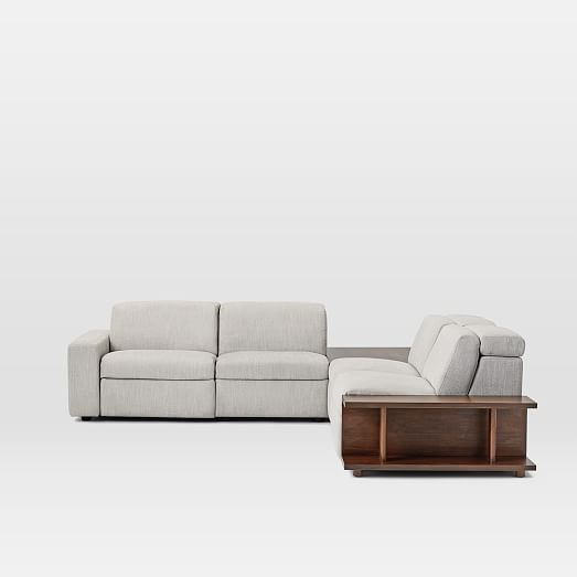 Enzo Reclining 4 Seater Sectional With Corner Table Bookcase