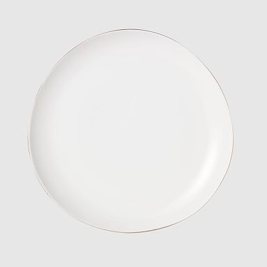 Organic Shaped Dinner Plates - Gold Rimmed