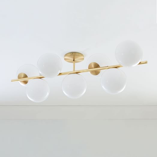 Sphere Stem 7 Light Semi Flushmount Milk Sphere Stem 7 Light Semi Flushmount