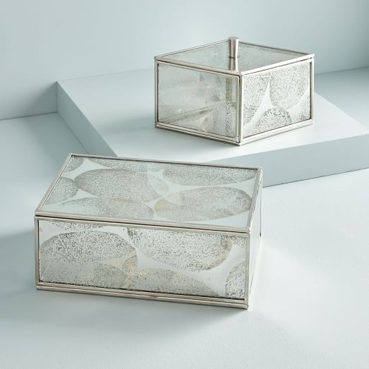 mirrored glass tissue box holder