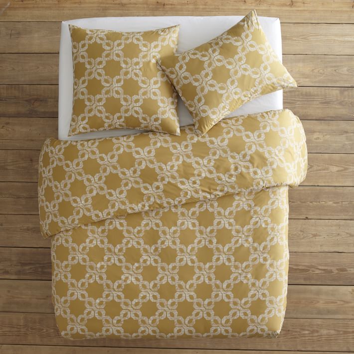 Organic Carved Circles Euro Sham Maize/White West Elm