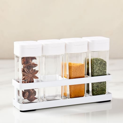 spice rack and bottles