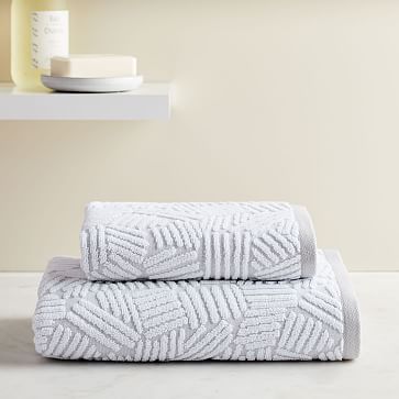 Organic Dashed Lines Sculpted Towels - Gray Sky