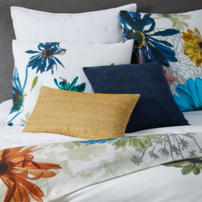 400ThreadCount Organic Sateen Collage Floral Duvet Cover Stone White West Elm