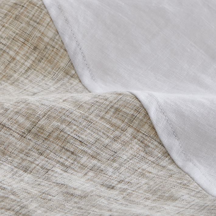 Belgian Flax Linen Diagonal Contrast Curtain | West Elm