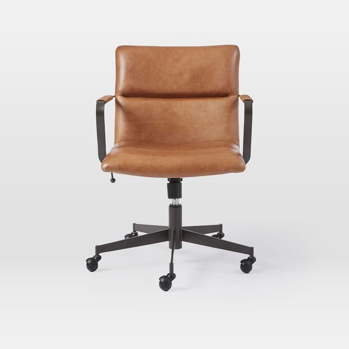 Cooper Mid-Century Leather Swivel Office Chair | West Elm