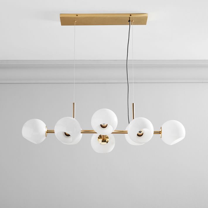 Staggered Glass 8 Light Chandelier Milk