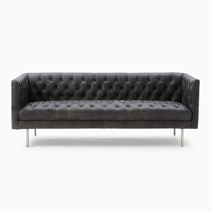 Modern Chesterfield Leather Sofa West Elm