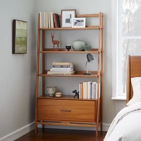 Mid Century 38 Bookshelf W Drawer Acorn