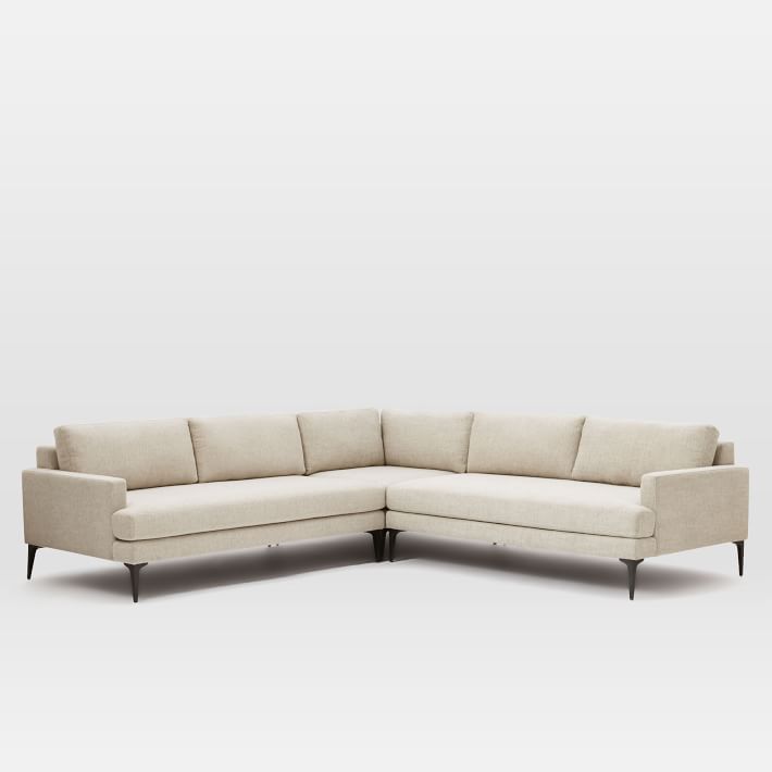 Shop Andes Set 3, Right 2.5 Seater Sofa, Left 2.5 Seater Sofa, Corner, Twill, Stone, Dark Pewter from West Elm on Openhaus